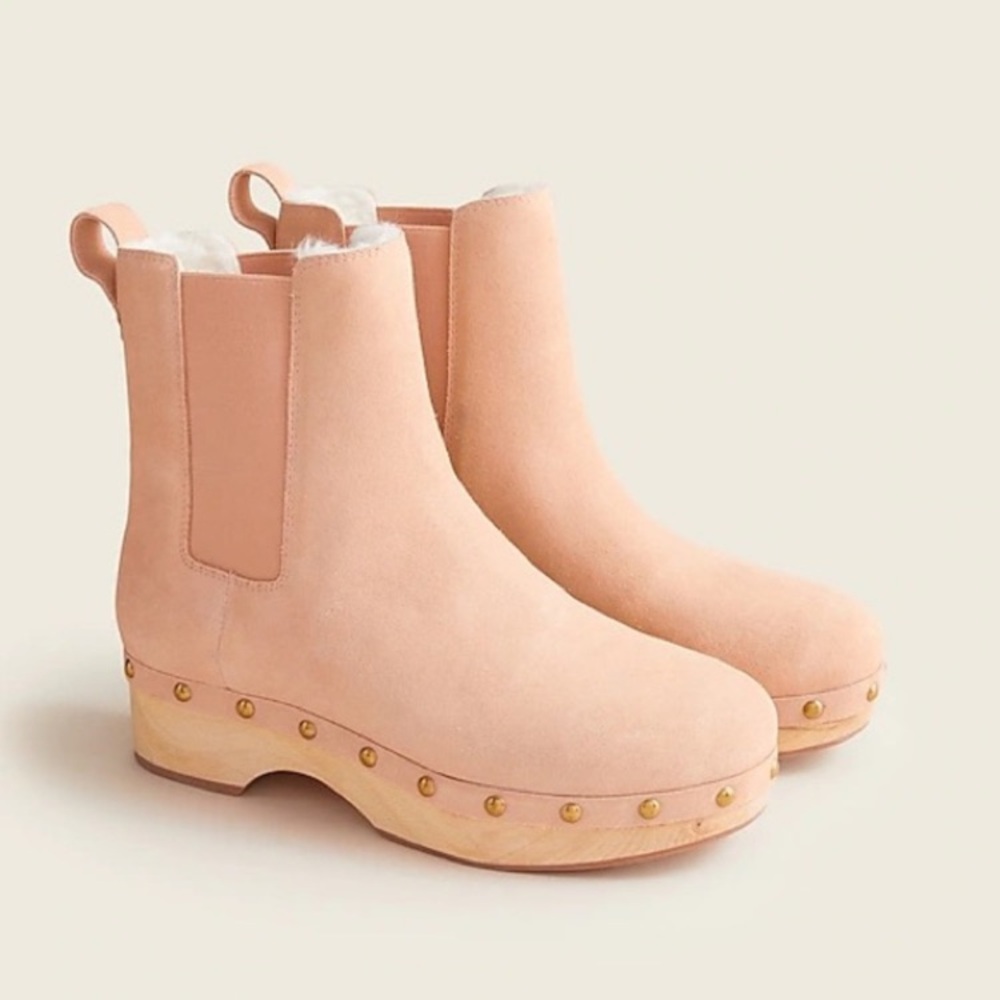 J Crew faux fur lined clog boots 8.5